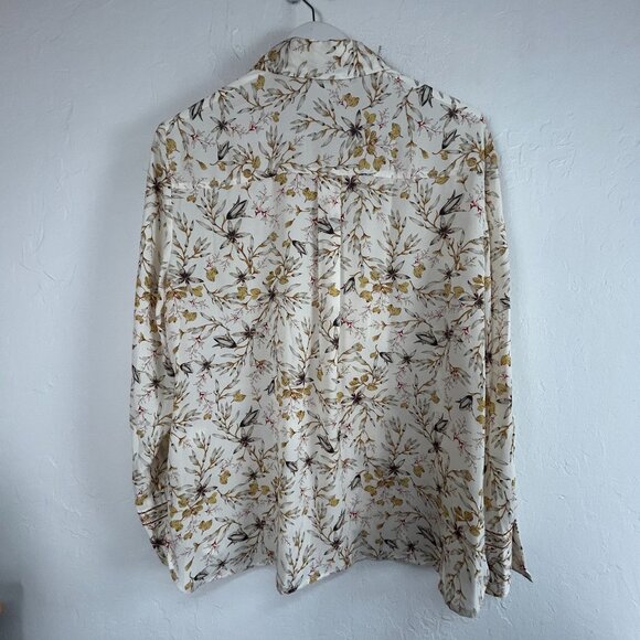 Max Studio London Womens Floral Long Sleeve Button Down Shirt Blouse XL White - Picture 2 of 8
